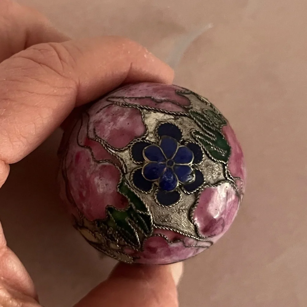 Cloisonné Enamel & Gold-Finished Multicolored Decorative Easter Egg with Stand
